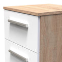 Blakely White & Light Oak 3 Drawer Bedside Cabinet