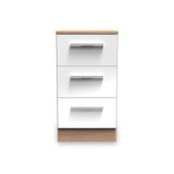 Blakely White & Light Oak 3 Drawer Bedside Cabinet