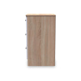 Blakely White & Light Oak 3 Drawer Bedside Cabinet