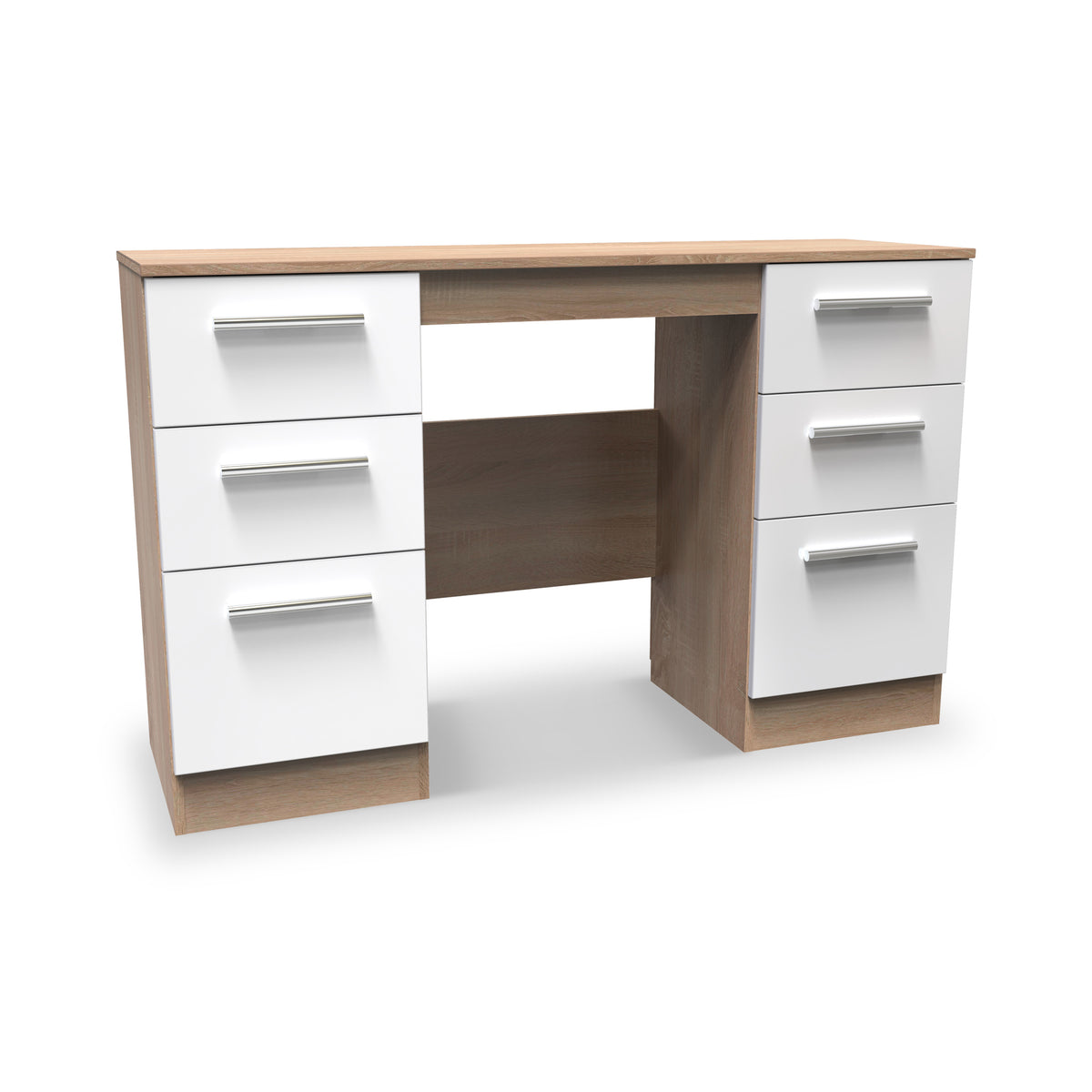 Blakely White and Light Oak 6 Drawer Storage Desk from Roseland Furniture
