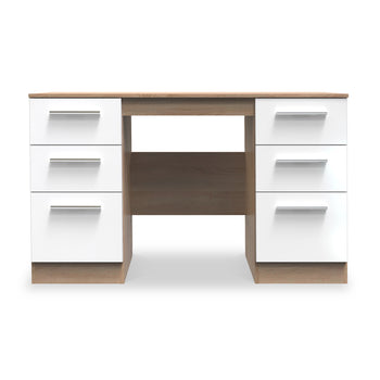 Blakely White & Light Oak 6 Drawer Storage Desk