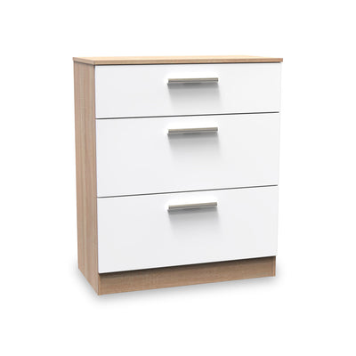 Blakely White & Light Oak 3 Drawer Deep Chest