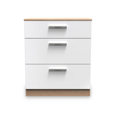 Blakely White & Light Oak 3 Drawer Deep Chest