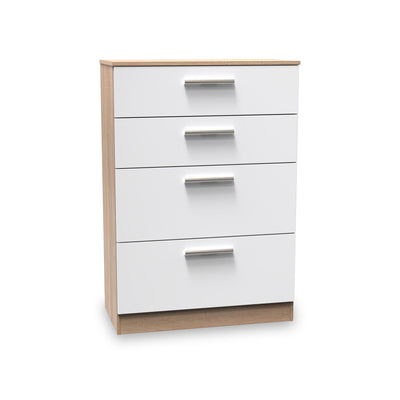 Blakely White & Light Oak 4 Drawer Deep Chest