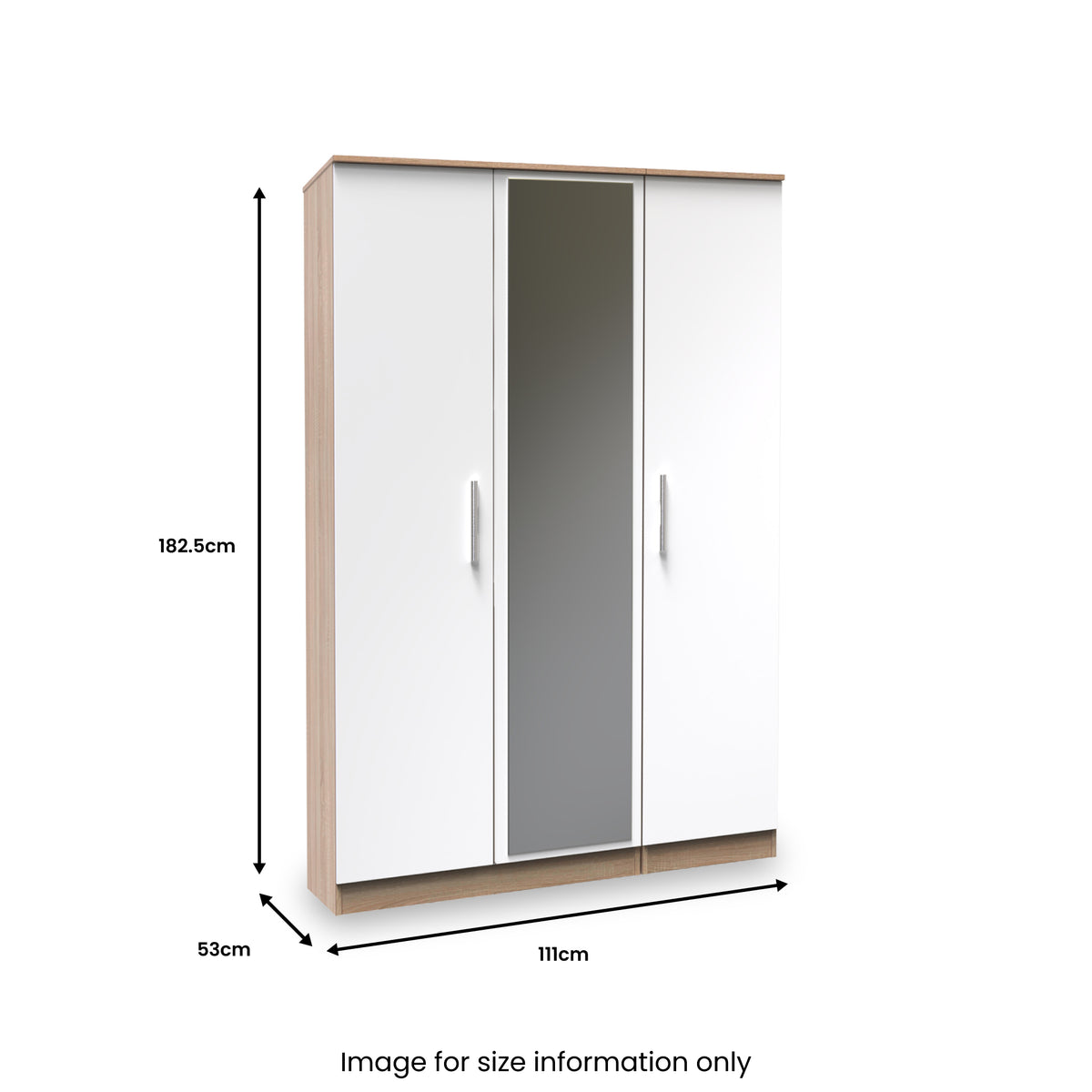 Blakely White & Light Oak Triple Mirror Wardrobe from Roseland Furniture