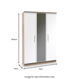 Blakely White & Light Oak Triple Mirror Wardrobe from Roseland Furniture