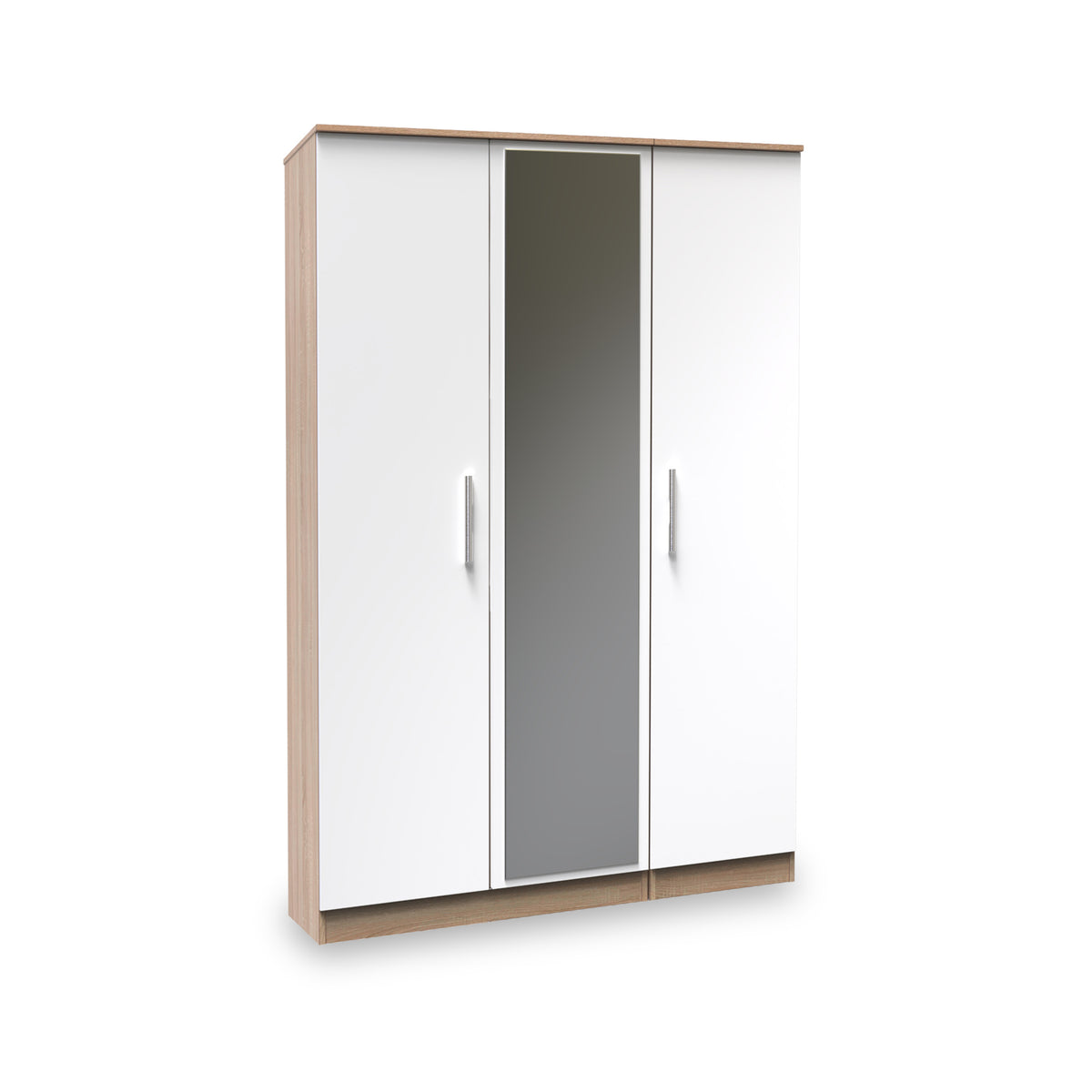 Blakely White & Light Oak Triple Mirror Wardrobe from Roseland Furniture