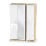 Blakely White & Light Oak Triple Mirror Wardrobe from Roseland Furniture