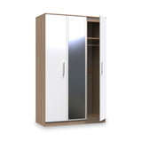 Blakely White & Light Oak Triple Mirror Wardrobe from Roseland Furniture