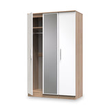 Blakely White & Light Oak Triple Mirror Wardrobe from Roseland Furniture