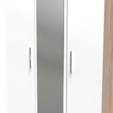 Blakely White & Light Oak Triple Mirror Wardrobe from Roseland FurnitureBlakely White & Light Oak Triple Mirror Wardrobe from Roseland Furniture