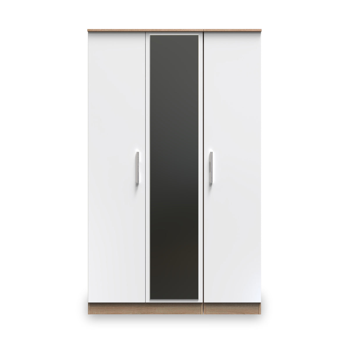 Blakely White & Light Oak Triple Mirror Wardrobe from Roseland Furniture
