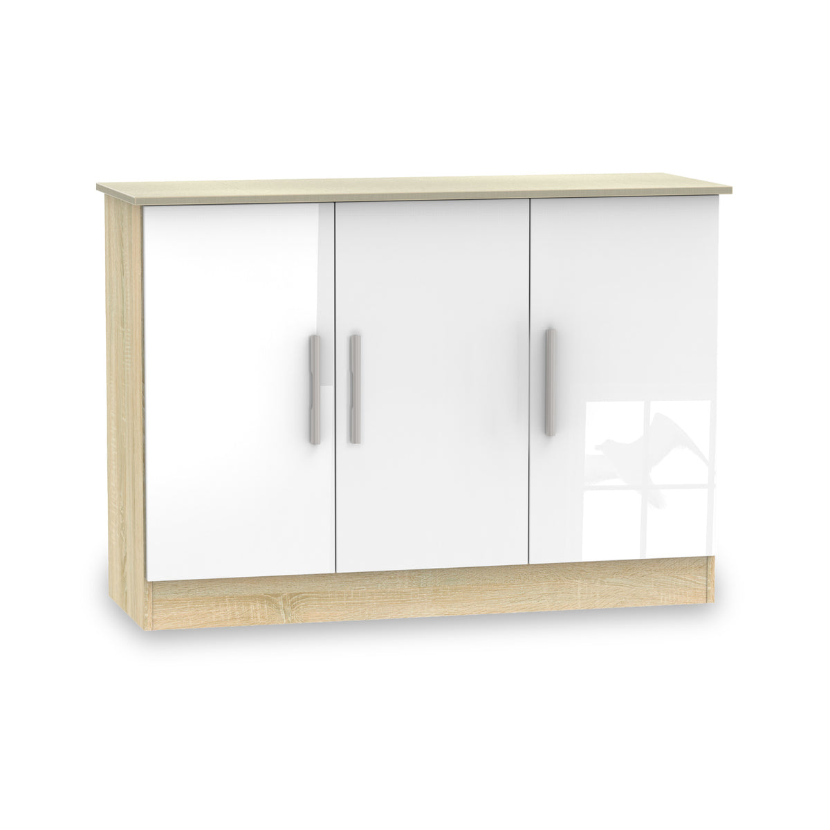 Blakely White & Light Oak 3 Door Sideboard Cabinet from Roseland Furniture