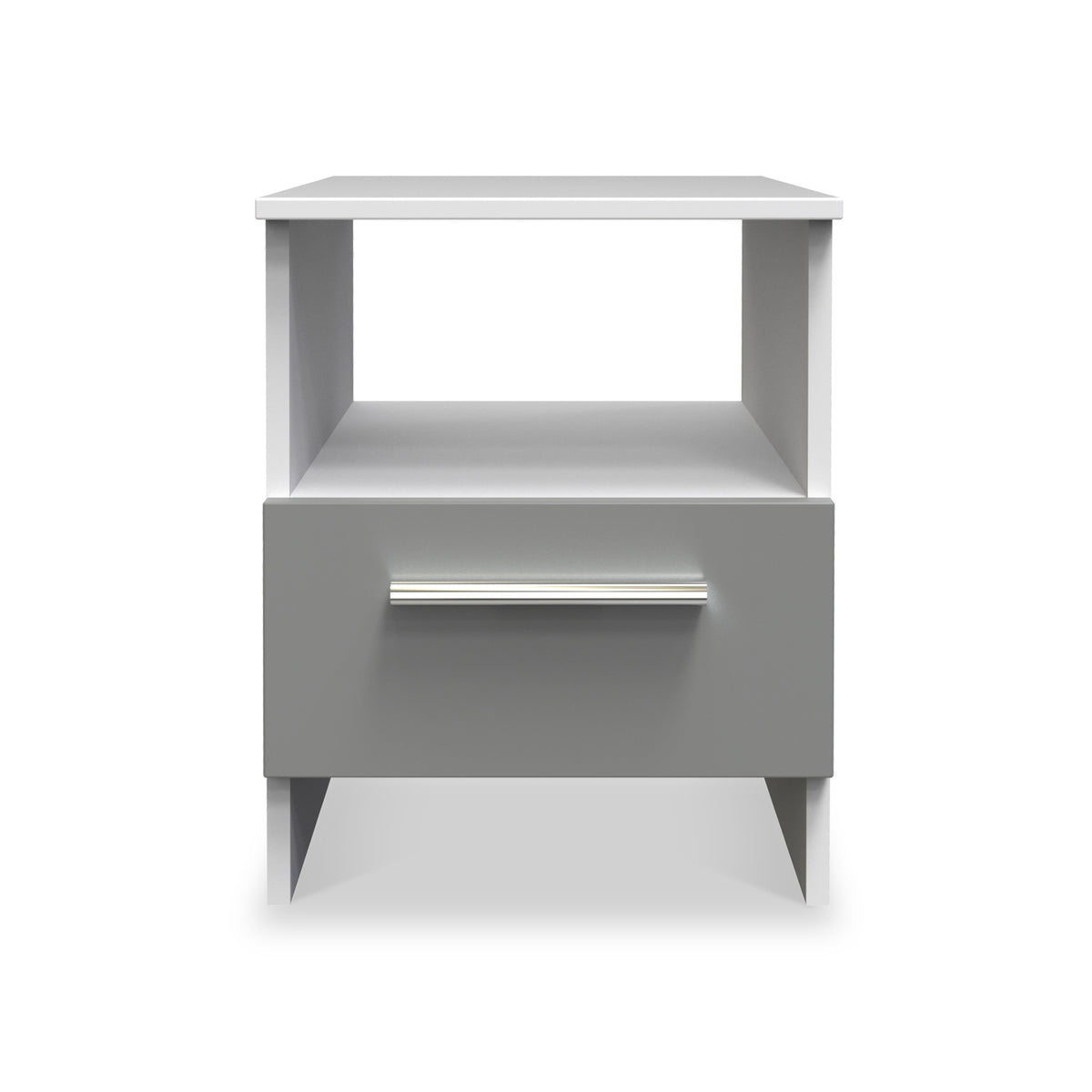 Blakely Grey and White 1 Drawer Lamp Bedside Table from Roseland Furniture