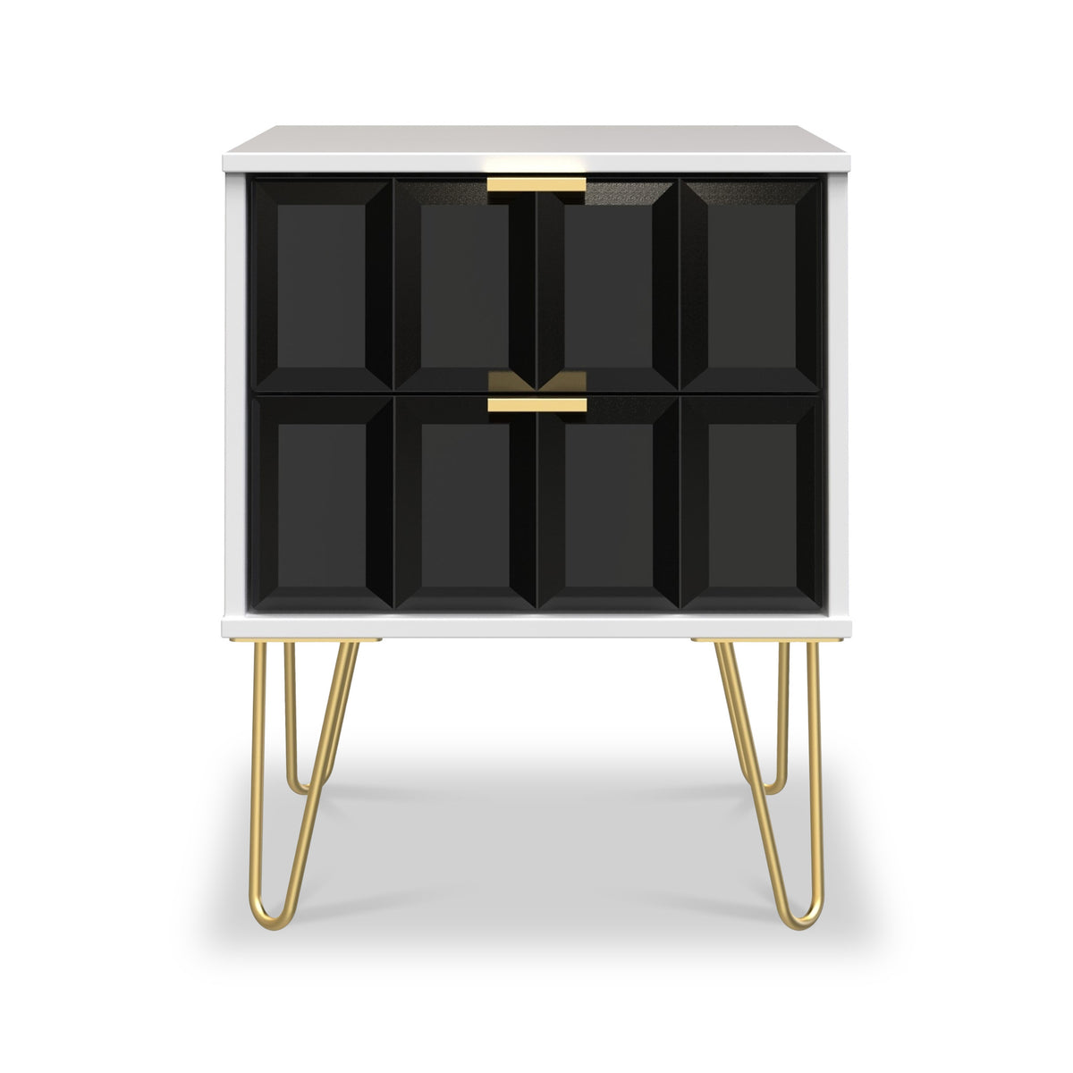 Harlow Chic Wireless 2 Drawer Bedside Table with Gold Legs Roseland
