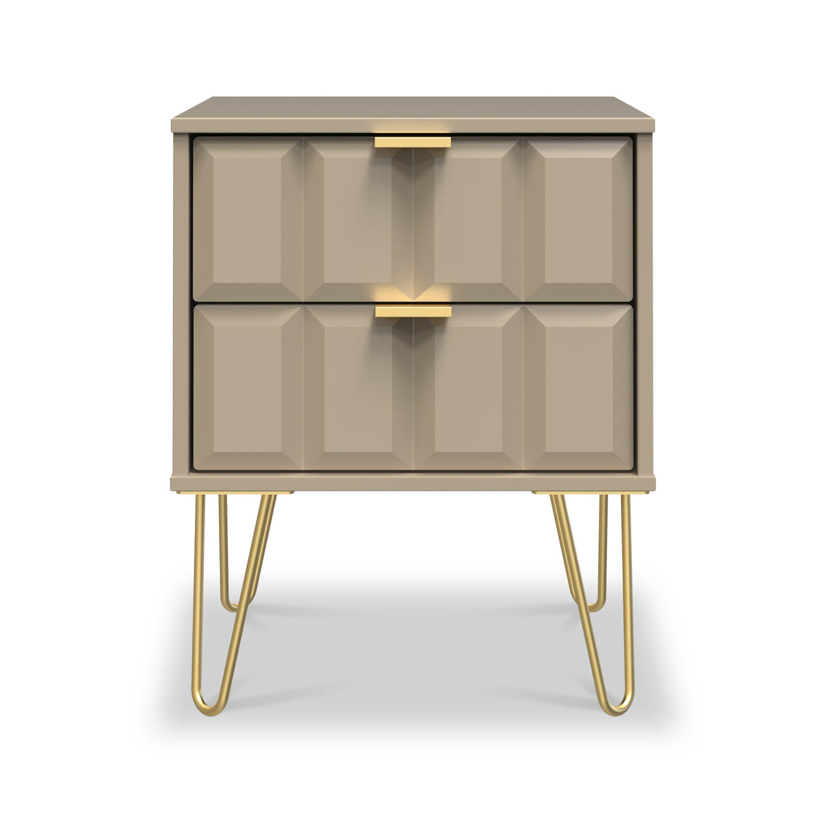 Harlow Chic Wireless 2 Drawer Bedside Table with Gold Legs Roseland