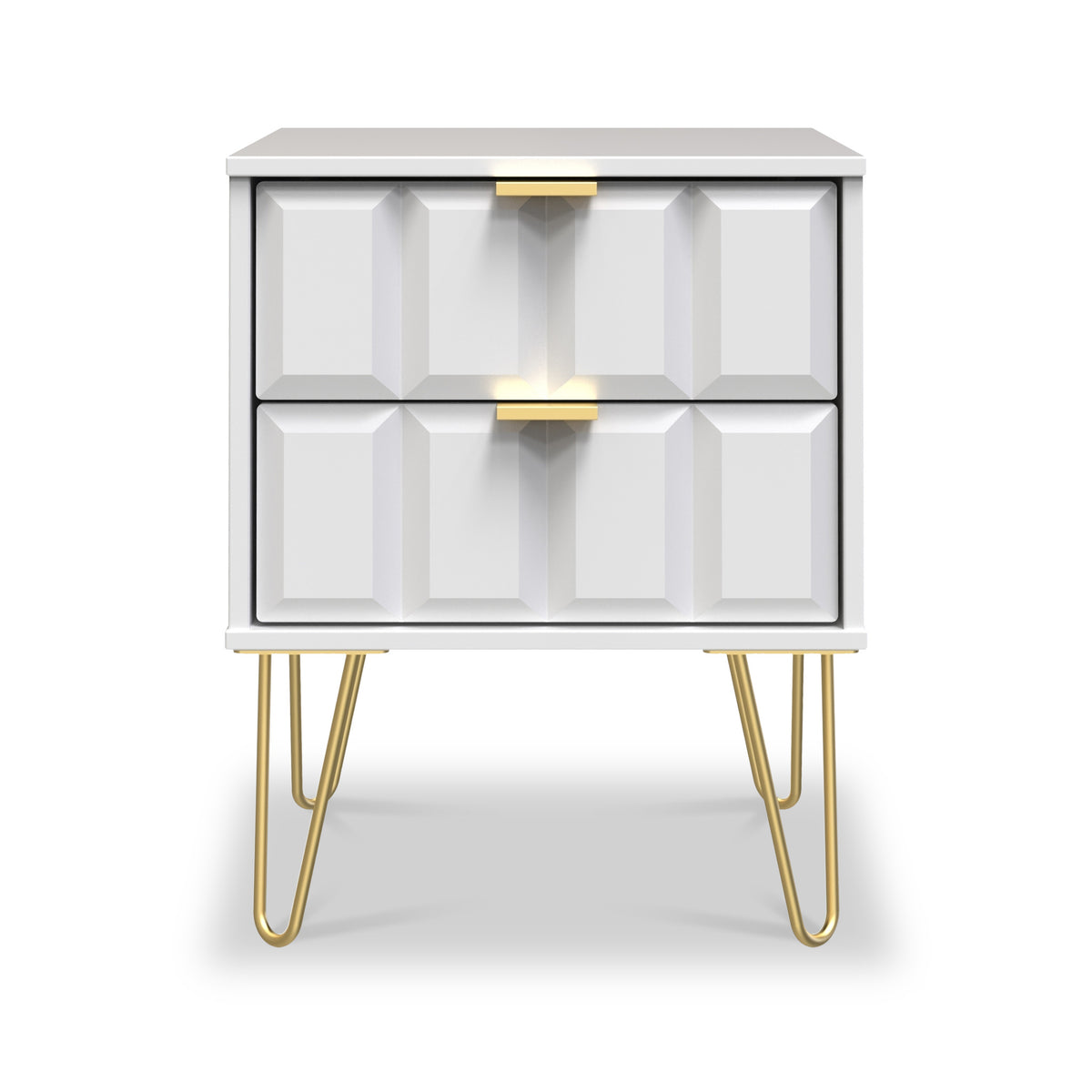 Harlow Chic Wireless 2 Drawer Bedside Table with Gold Legs Roseland