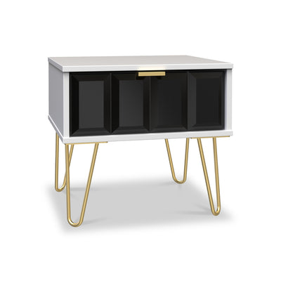 Harlow 1 Drawer Bedside with Gold Hairpin Legs