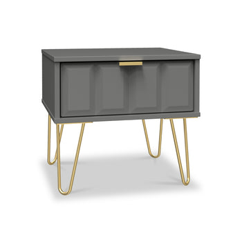 Harlow 1 Drawer Bedside with Gold Hairpin Legs