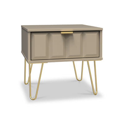 Harlow 1 Drawer Bedside with Gold Hairpin Legs