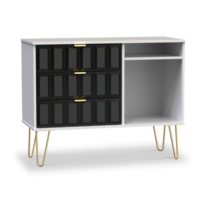 Harlow 3 Drawer TV Unit with Gold Hairpin Legs