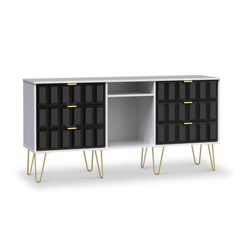 Harlow 6 Drawer Sideboard with Gold Hairpin Legs