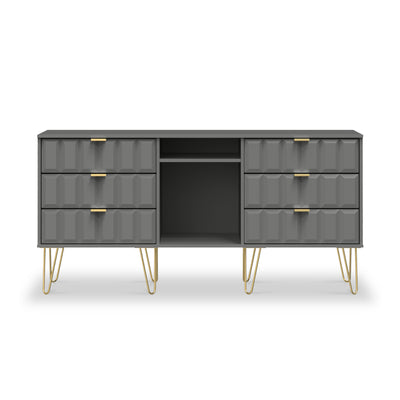 Harlow 6 Drawer Sideboard with Gold Hairpin Legs