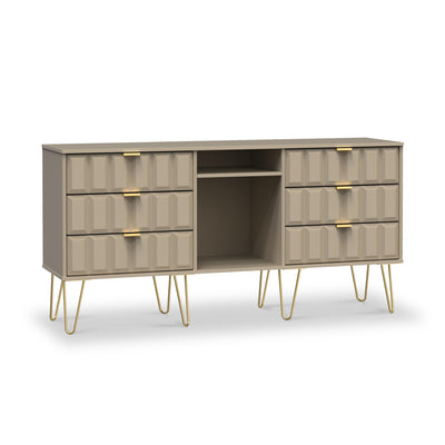 Harlow 6 Drawer Sideboard with Gold Hairpin Legs