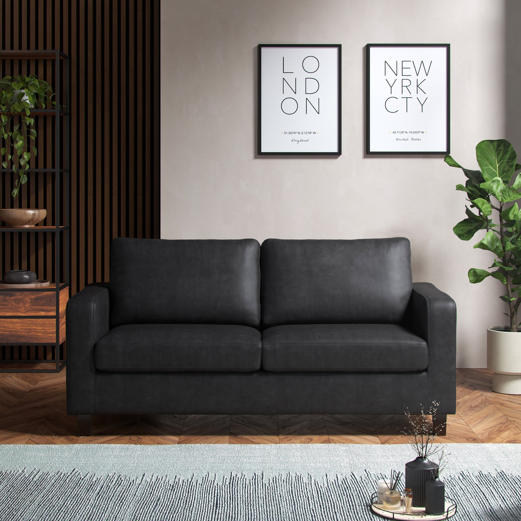 Cullen Faux Leather 3 Seater Sofa
