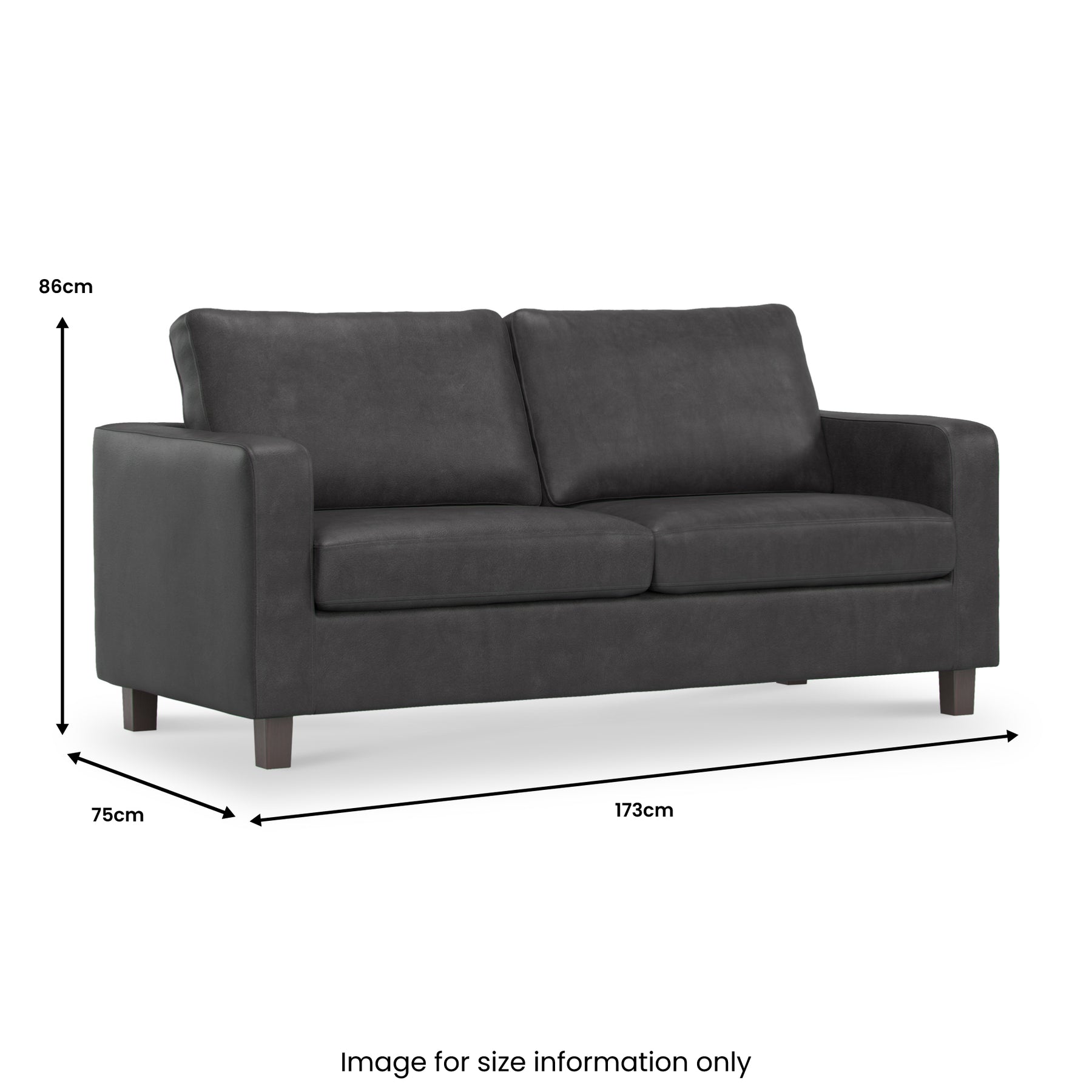 Cullen Faux Leather 3 Seater Sofa dimensions 