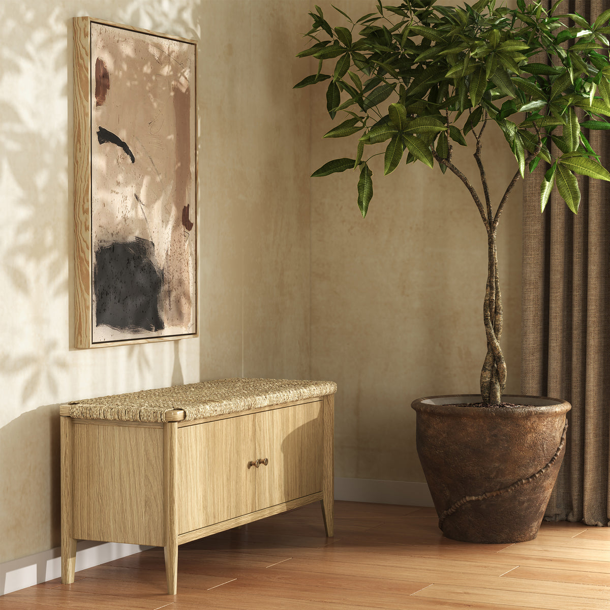 Harborough Oak Storage Bench from Roseland Furniture