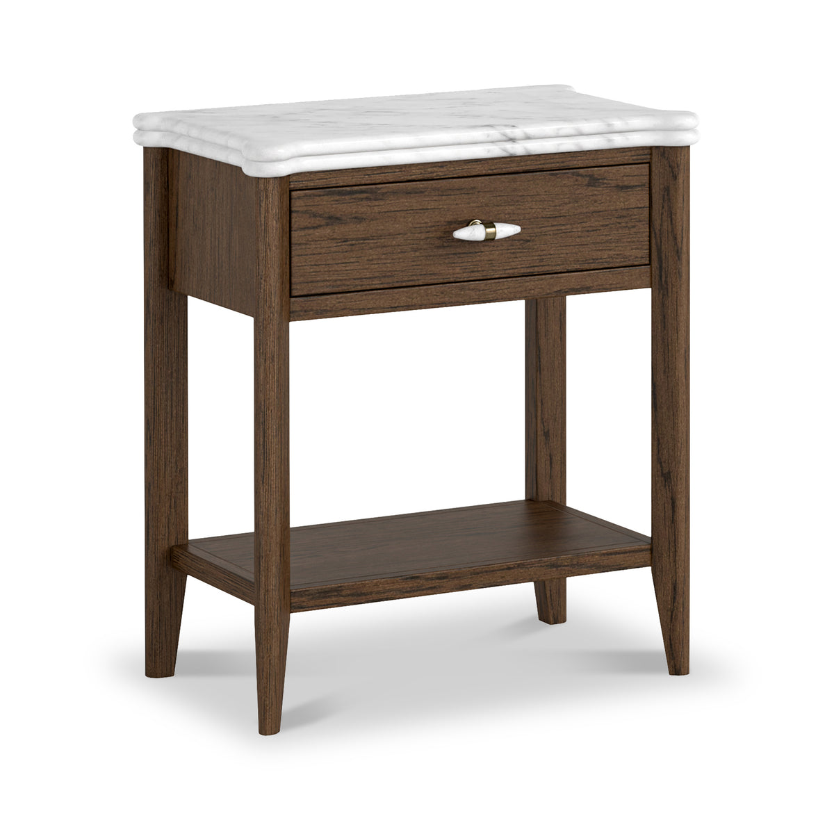 Hawthorne Dark Oak & Real Marble Side Table for Living Room | Roseland