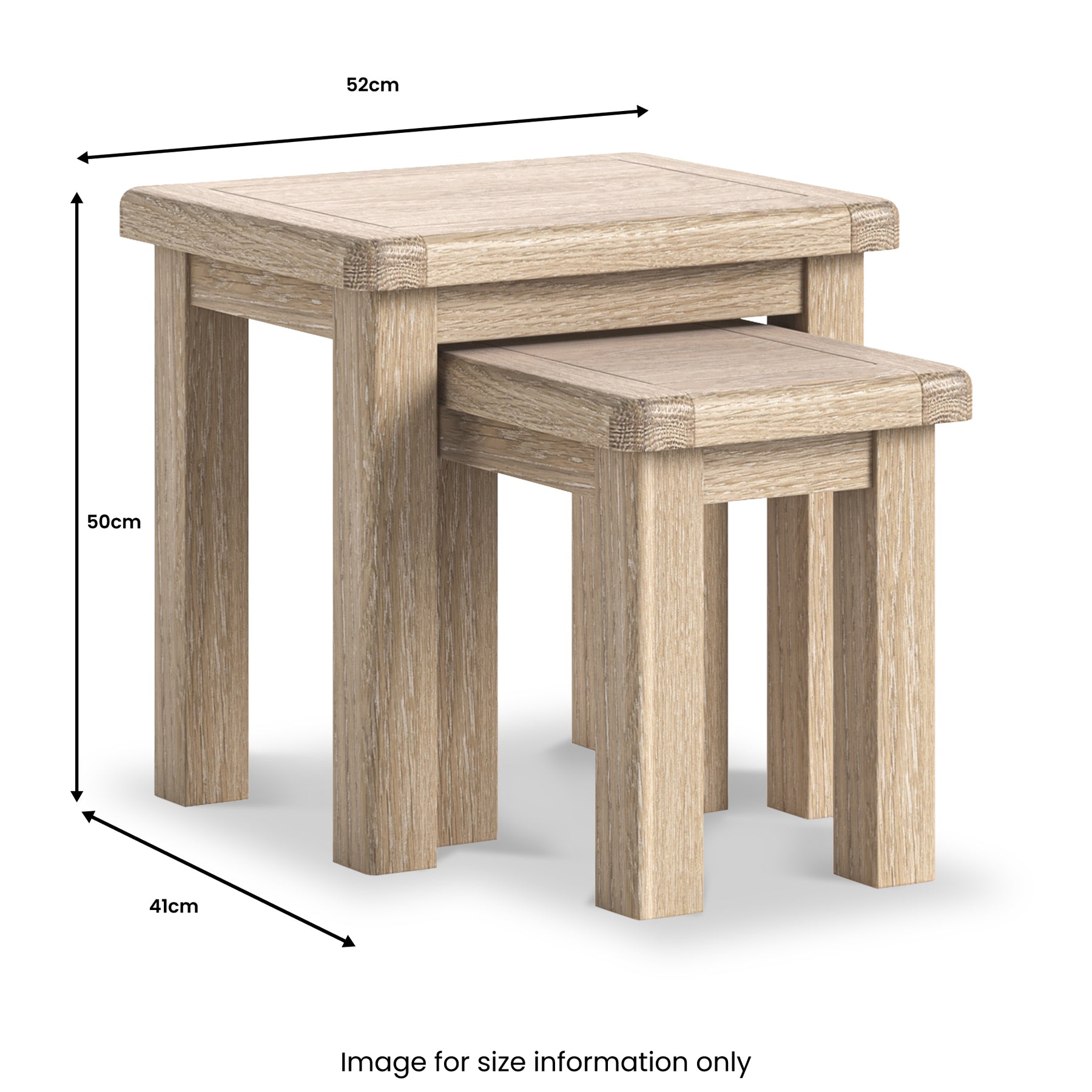 Portland Washed Oak Nest Of Tables from Roseland Furniture