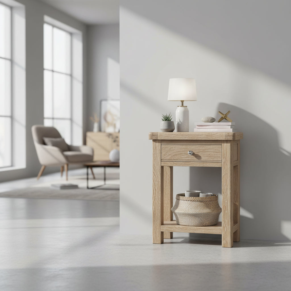 Portland Washed Oak Telephone Table from Roseland Furniture