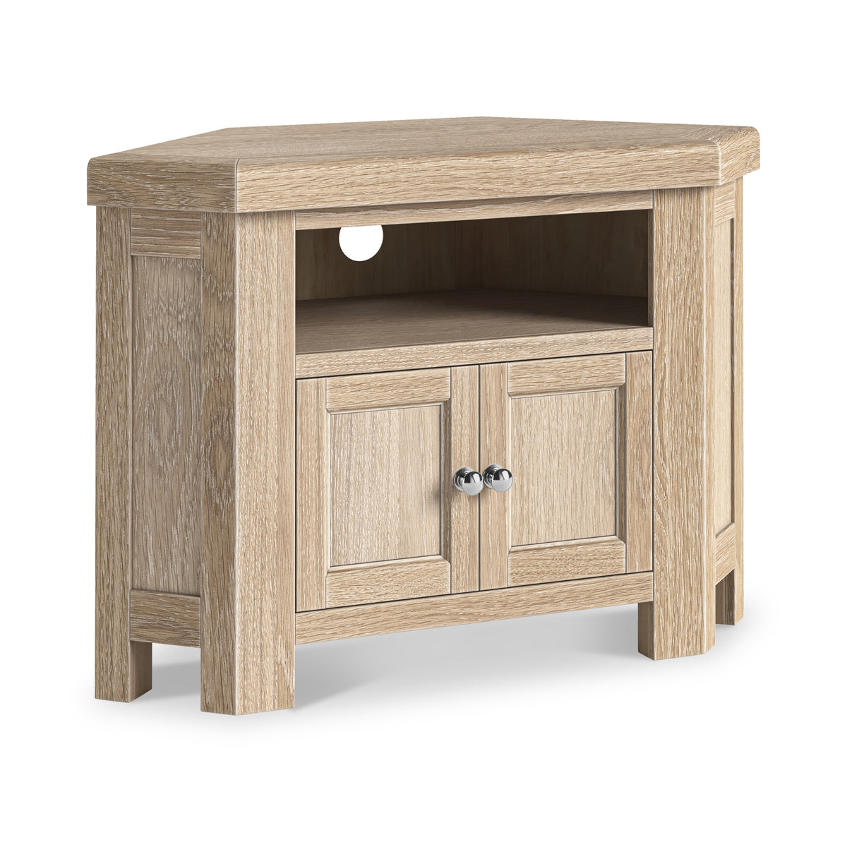 Portland Washed Oak Corner TV Unit from Roseland Furniture