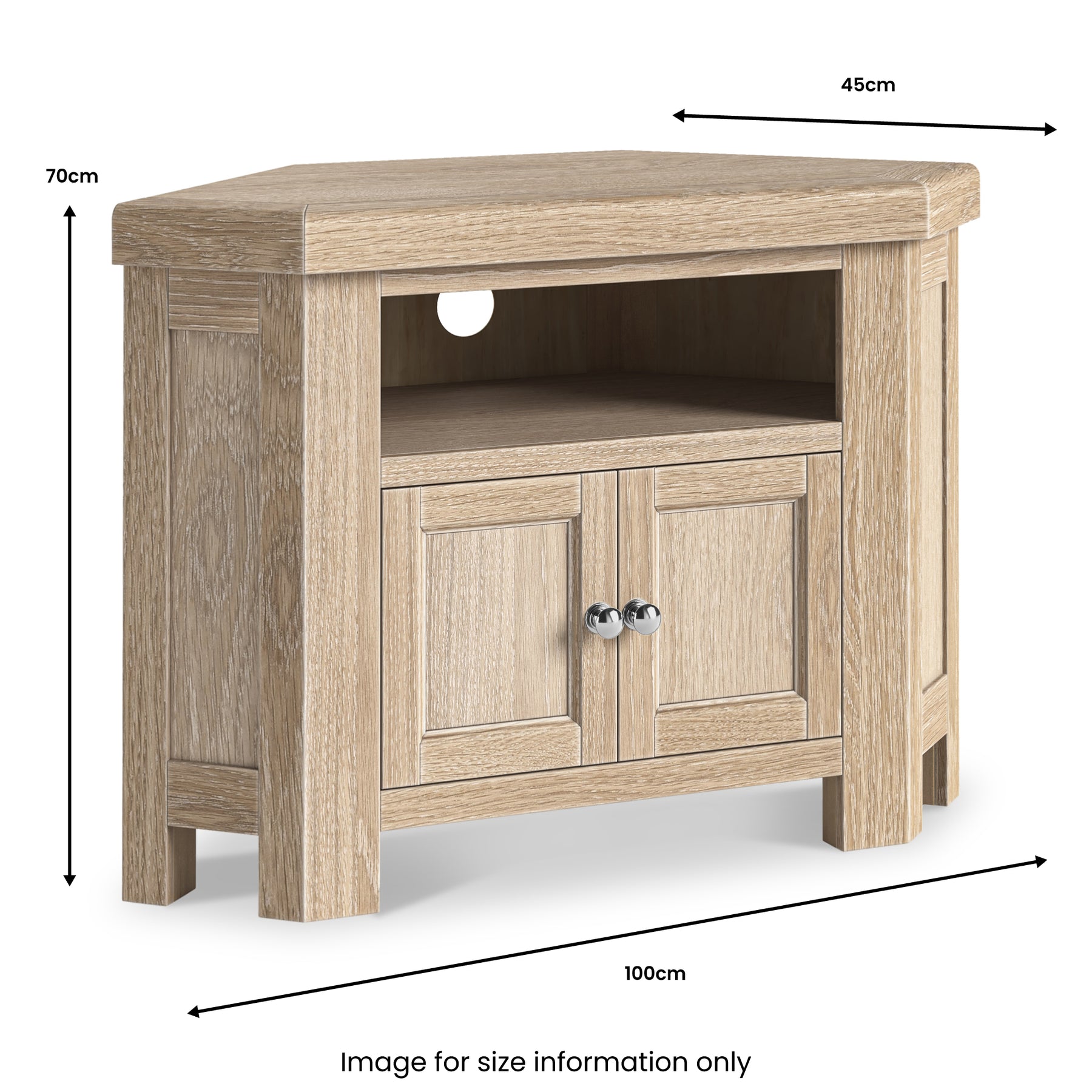 Portland Washed Oak Corner TV Unit from Roseland Furniture