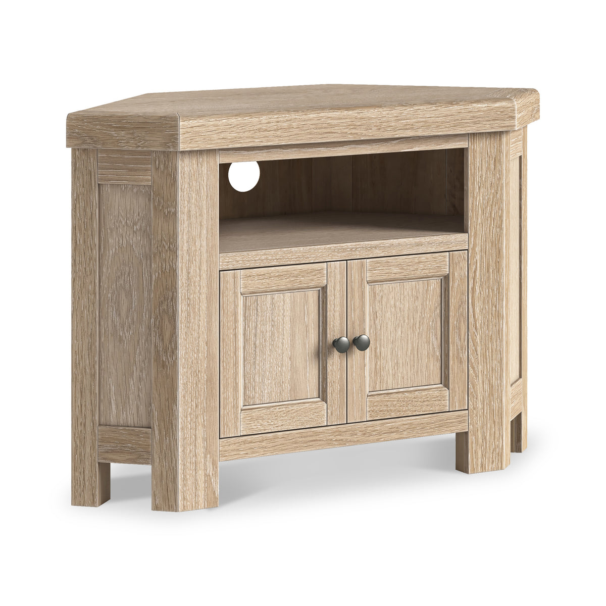 Portland Washed Oak Corner TV Unit from Roseland Furniture