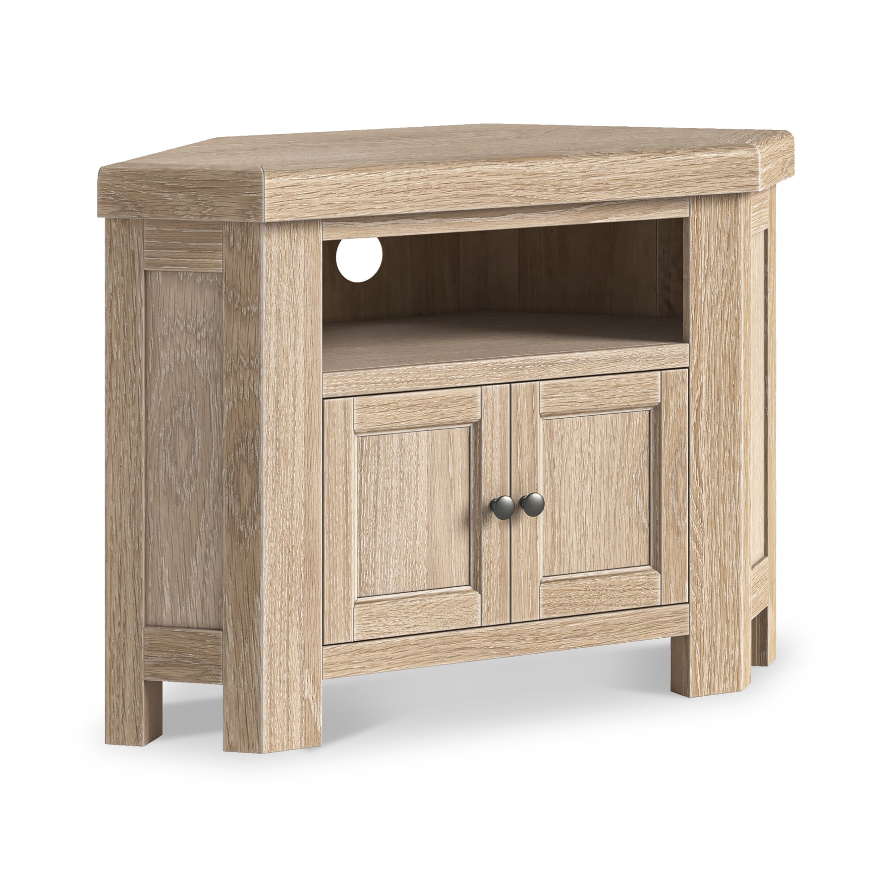 Portland Washed Oak Corner TV Unit from Roseland Furniture