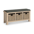 Portland Washed Oak Storage Bench Charcoal Cushion from Roseland Furniture