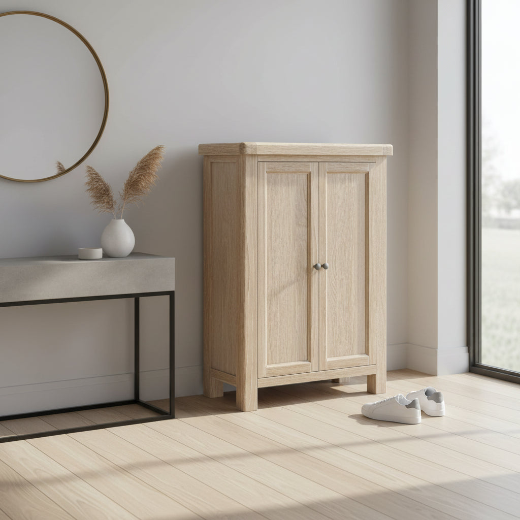 Portland Washed Shoe Storage Cupboard from Roseland Furniture