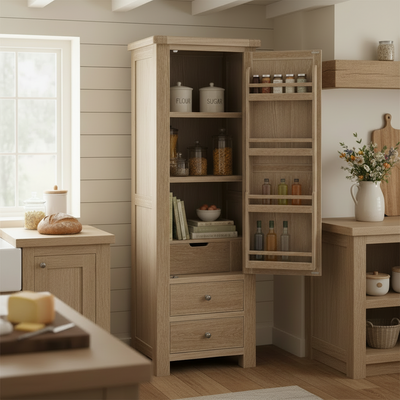 Portland Washed Oak Single Multi Storage Larder Unit