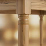 close up of turned leg design on the Alderley Oak collection
