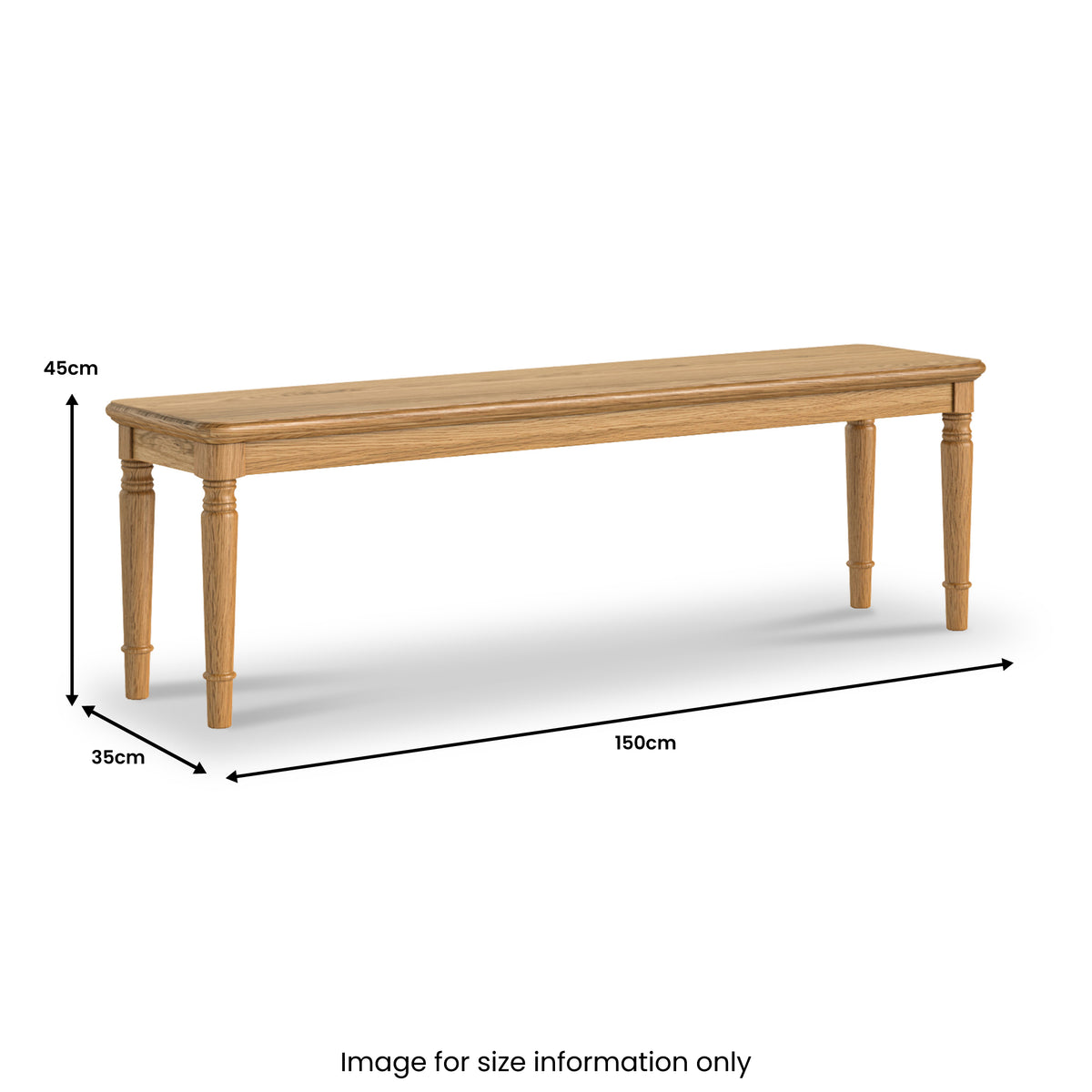 Alderley Oak 150cm Dining Bench from Roseland Furniture