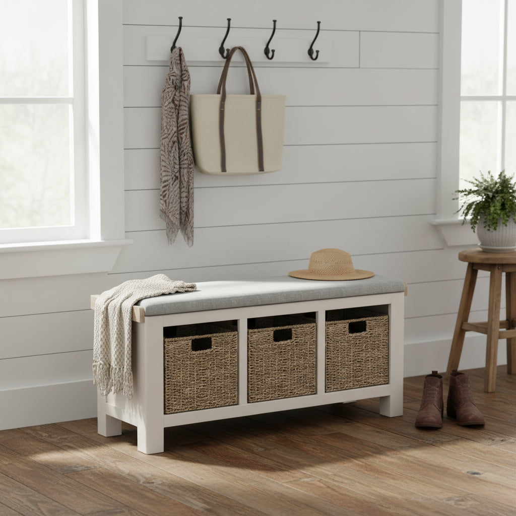 Belmont Storage Bench Beige Cushion from Roseland Furniture