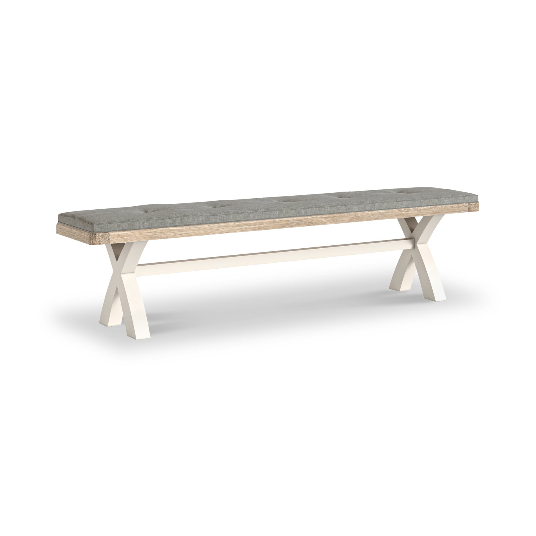 Belmont Cross Leg Dining Bench Grey Cushion from Roseland Furniture
