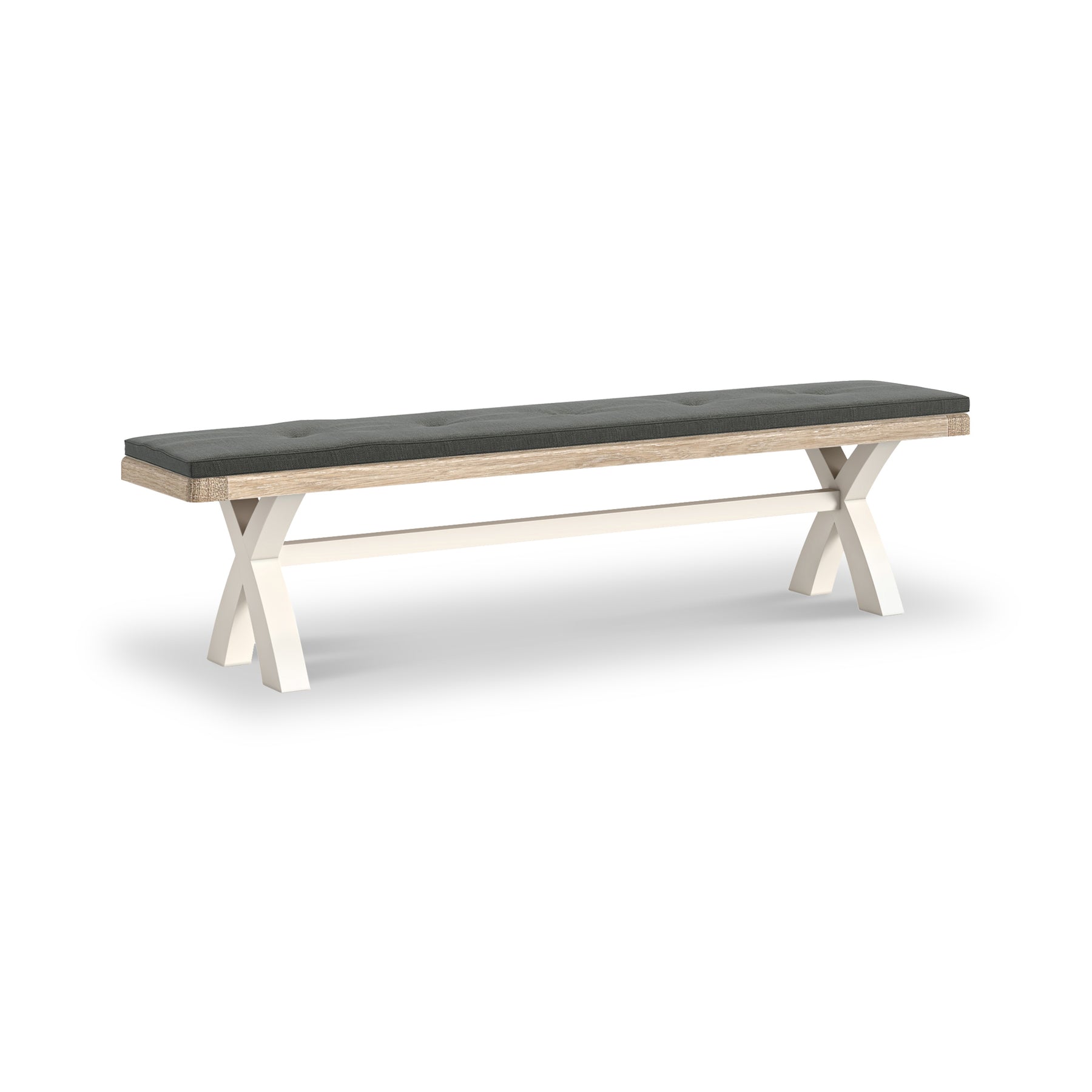 Belmont Cross Leg Dining Bench Charcoal Cushion from Roseland Furniture