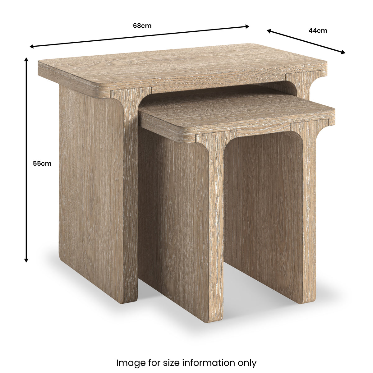 Mylor Washed Oak Nest of Tables from Roseland Furniture
