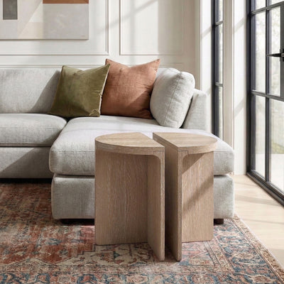 Mylor Washed Oak Half Moon Nest of Tables