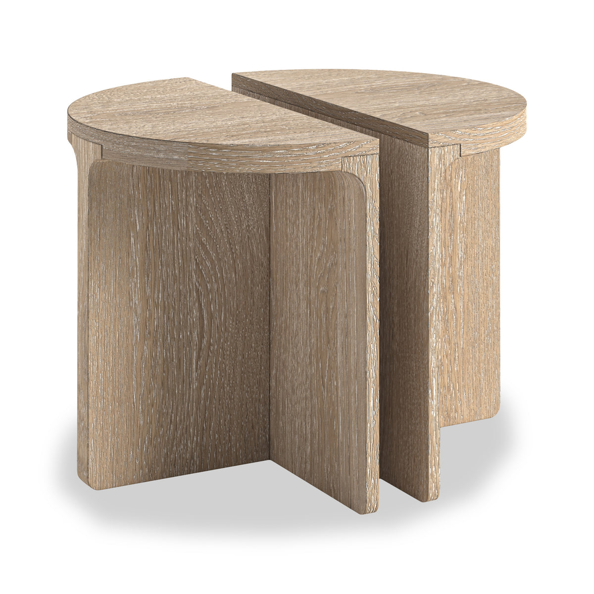 Mylor Washed Oak Half Moon Nest of Tables from Roseland Furniture