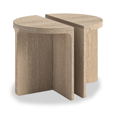 Mylor Washed Oak Half Moon Nest of Tables